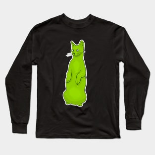 Green Cat Standing Up Long Sleeve T-Shirt